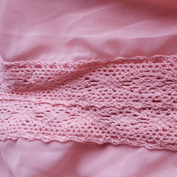 Peach Chiffon and Lace Trimmed Boho Oversized Pullover SwimSuit Cover Up OSFM - Picture 6 of 11